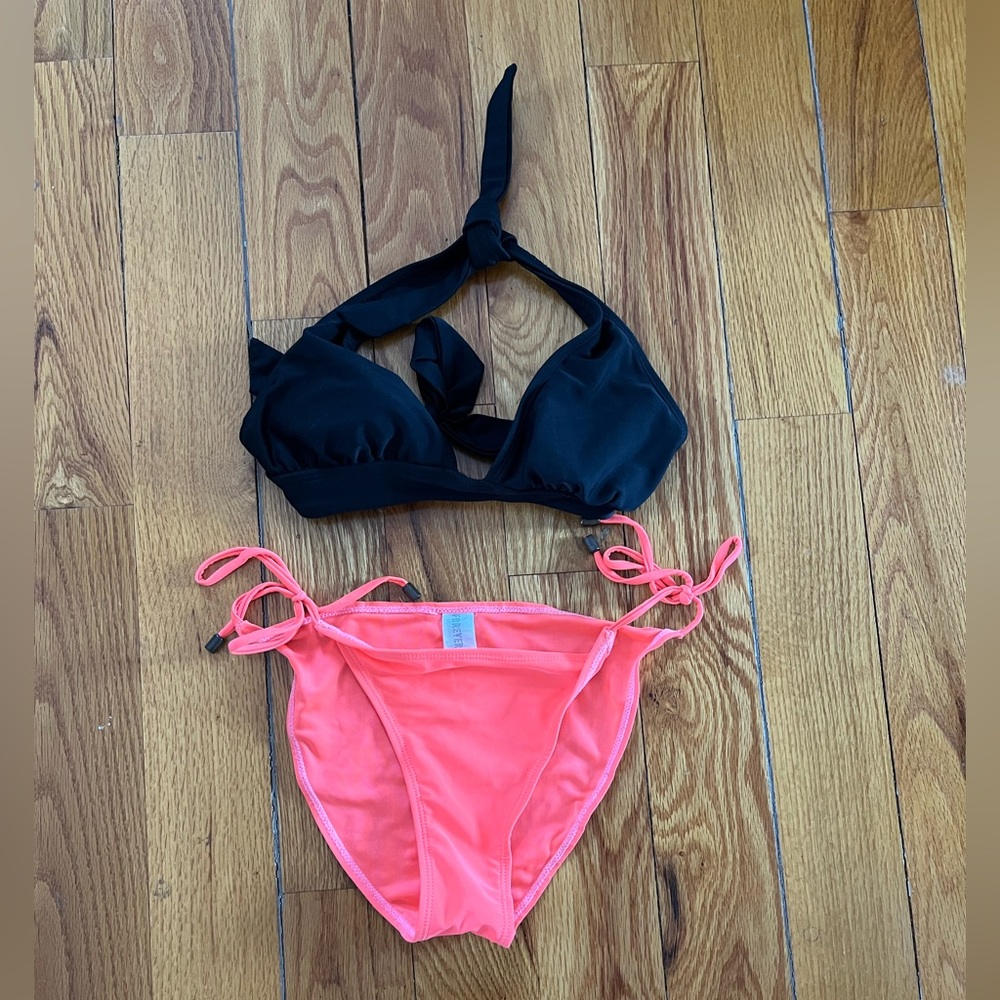 2/$20 - Forever 21 Black and Neon Pink Bikini